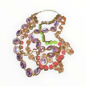 Funky faux rhinestone multi tier necklace